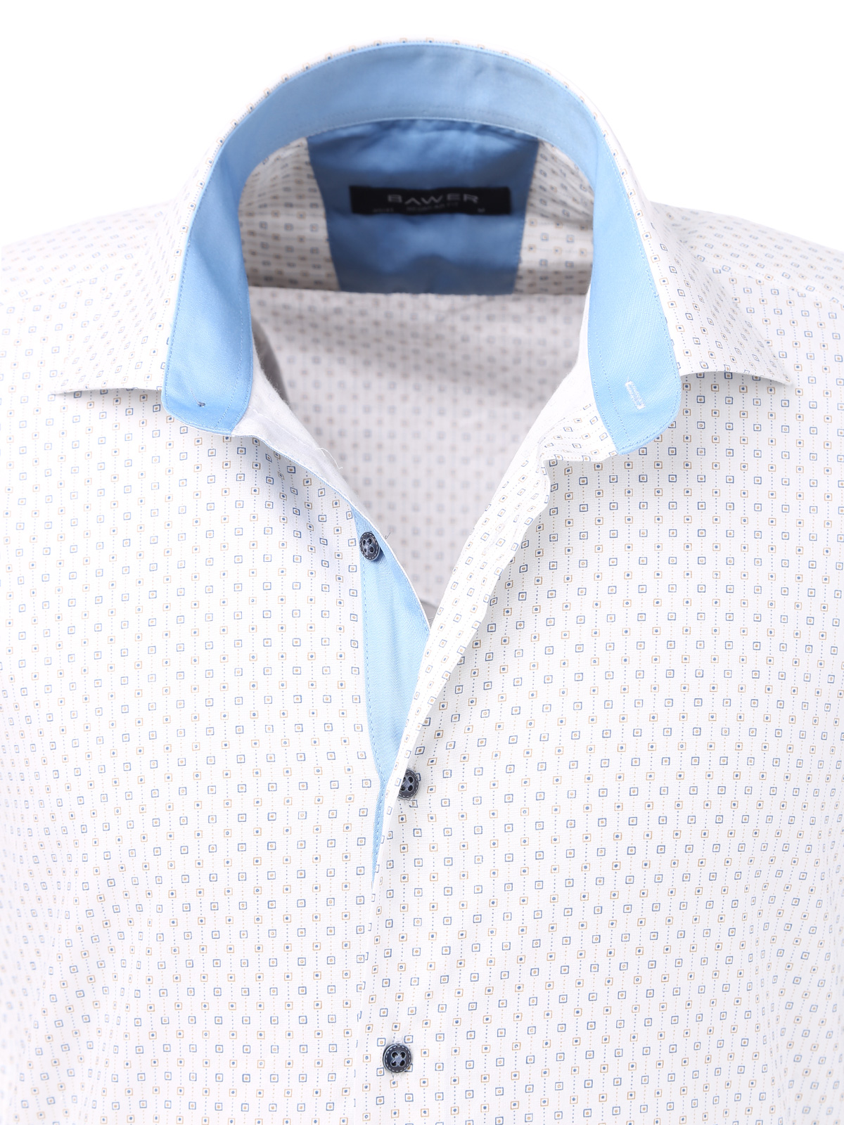 Рубашка белая с голубым воротником